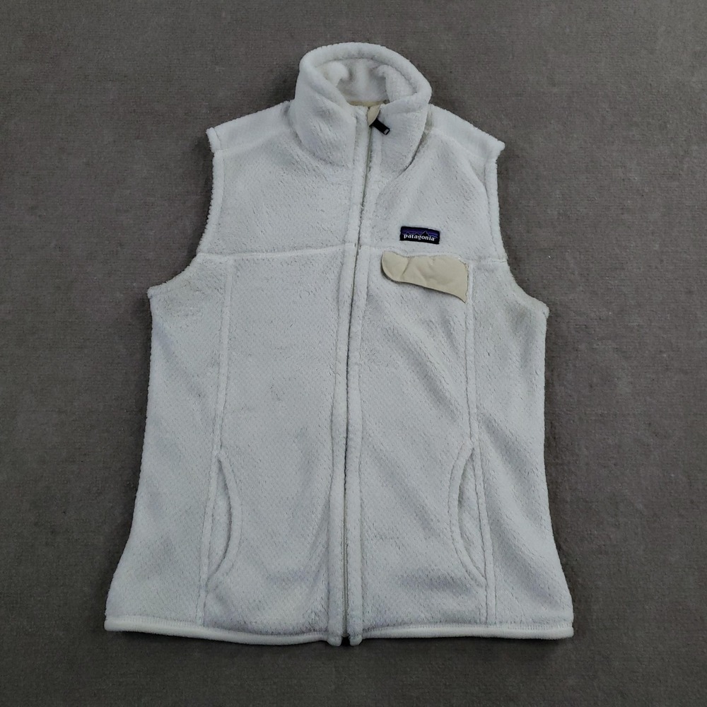 Patagonia‎ Vest Womens Medium White Fleece Polartec Full Zip Pockets